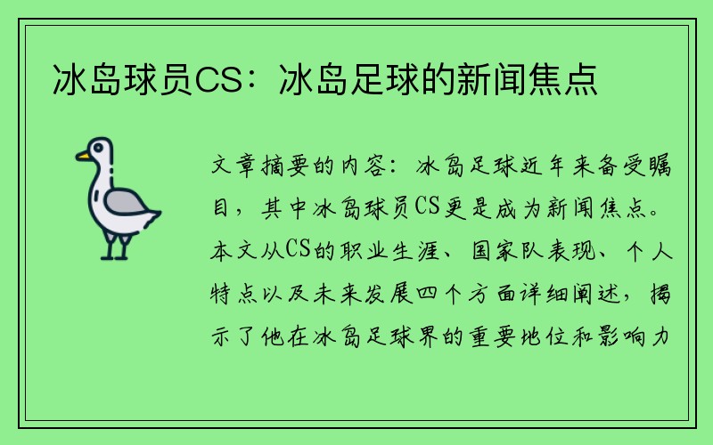 冰岛球员CS：冰岛足球的新闻焦点